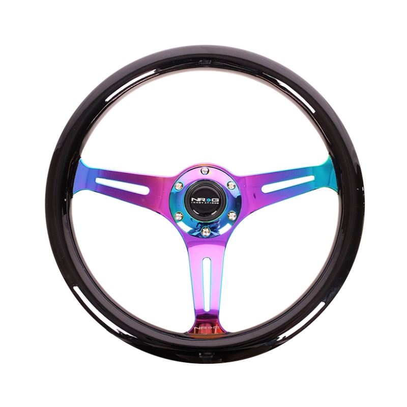 NRG Classic Wood Grain Steering Wheel (350mm) Black Paint Grip w ...